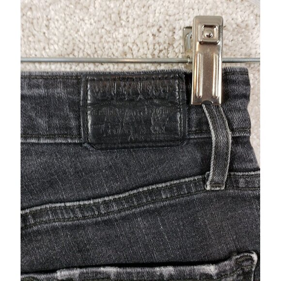 Levis Premium 721 Jeans Womens Sz 25 Black High Rise Skinny Destroyed Ripped - Picture 11 of 11